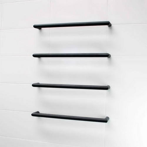 Radiant Australia Radiant Round Single Bar Heated Towel Rail 15W 650mm Matte Black [154227]