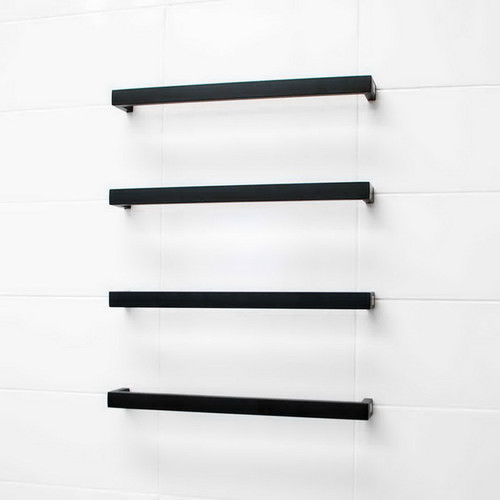 Radiant Australia Radiant Square Single Bar Heated Towel Rail 15W 650mm Matte Black [154230]