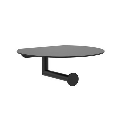 Round Toilet Roll Holder with Shelf Matte Black [156477]