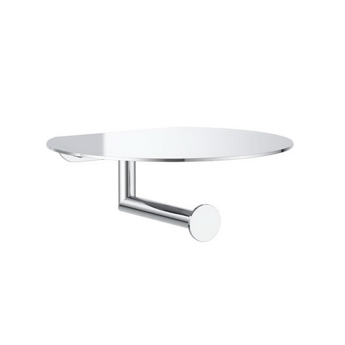 Round Toilet Roll Holder with Shelf Chrome [156478]