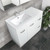 Dolce 900 Left Offset Ceramic Basin-Top + Unicab Gloss White Cabinet on Kick Board 2 Door 2 Drawer 1 Tap Hole [197665]