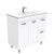 Dolce 900 Ceramic Moulded Basin-Top + Unicab Gloss White Cabinet on Legs 2 Door 2 Right Drawer No Tap Hole [197693]