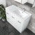 Dolce 900 Right Offset Ceramic Basin-Top + Fingerpull Gloss White Cabinet Wall-Hung 2 Door 3 Drawer 1 Tap Hole [197706]