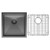 Hana Single Bowl Sink 32L Carbon Metal Inc Sink Protect Top/Undermount 450x450x200mm [271489]