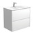 Dolce Ceramic Moulded Basin-Top + Amato Satin White Cabinet with Solid Side Panels Wall-Hung Matte White 2 Drawer 750mm 1 Tap Hole [191690]