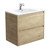 Dolce Ceramic Moulded Basin-Top + Amato Scandi Oak Cabinet with Solid Side Panels Wall-Hung 2 Drawer 750mm 1 Tap Hole [191692]