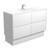 Dolce Ceramic Moulded Basin-Top + Amato Satin White Cabinet with Solid Side Panels On Kick Board 4 Drawer 1200mm 1 Tap Hole [191701]