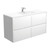 Dolce Ceramic Moulded Basin-Top + Amato Satin White Cabinet Wall-Hung with Solid Panels 4 Drawer 1200mm 1 Tap Hole [191702]