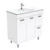 Rotondo 900 Ceramic Moulded Basin-Top + Unicab Gloss White Cabinet on Legs 2 Door 2 Right Drawer 3 Tap Hole [197326]