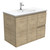 Rotondo 900 Ceramic Moulded Basin-Top + Edge Scandi Oak Cabinet Wall-Hung 2 Door 2 Right Drawer 3 Tap Hole [197340]