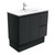 Rotondo 900 Ceramic Moulded Basin-Top + Fingerpull Satin Black Cabinet On Kick Board 2 Door 2 Left Drawer 1 Tap Hole [197349]