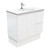 Rotondo 900 Ceramic Moulded Basin-Top + Fingerpull Satin White Cabinet On Kick Board 2 Door 2 Left Drawer 1 Tap Hole [197357]