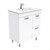 Dolce 750 Ceramic Moulded Basin-Top + Unicab Gloss White Cabinet on Legs 1 Door 2 Right Drawer 3 Tap Hole [197581]