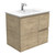 Dolce 750 Ceramic Moulded Basin-Top + Edge Scandi Oak Cabinet Wall-Hung 1 Door 2 Left Drawer 3 Tap Hole [197599]