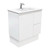 Dolce 750 Ceramic Moulded Basin-Top + Fingerpull Satin White Cabinet On Kick Board 1 Door 2 Left Drawer 1 Tap Hole [197629]