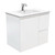 Dolce 750 Ceramic Moulded Basin-Top + Fingerpull Satin White Cabinet Wall-Hung 1 Door 2 Left Drawer No Tap Hole [197636]