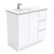 Dolce 900 Left Offset Ceramic Basin-Top + Fingerpull Gloss White Cabinet on Kick Board 2 Door 3 Drawer 3 Tap Hole [197660]