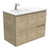Dolce 900 Left Offset Ceramic Basin-Top + Edge Scandi Oak Cabinet Wall-Hung 2 Door 2 Drawer 3 Tap Hole [197668]