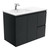 Dolce 900 Left Offset Ceramic Basin-Top + Fingerpull Matte Black Cabinet Wall-Hung 2 Door 2 Drawer 1 Tap Hole [197677]