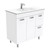 Dolce 900 Ceramic Moulded Basin-Top + Unicab Gloss White Cabinet on Legs 2 Door 2 Right Drawer 3 Tap Hole [197694]