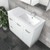 Dolce 900 Right Offset Ceramic Basin-Top + Unicab Gloss White Cabinet Wall-Hung 2 Door 2 Drawer 3 Tap Hole [197709]