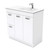 Dolce 900 Right Offset Ceramic Basin-Top + Unicab Gloss White Cabinet on Kick Board 2 Door 2 Drawer 1 Tap Hole [197710]
