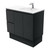 Dolce 900 Right Offset Ceramic Basin-Top + Fingerpull Matte Black Cabinet On Kick Board 2 Door 2 Drawer 3 Tap Holes [197725]
