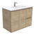 Dolce 900 Ceramic Moulded Basin-Top + Edge Scandi Oak Cabinet Wall-Hung 2 Door 2 Left Drawer 3 Tap Hole [197736]