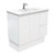Dolce 900 Ceramic Moulded Basin-Top + Fingerpull Satin White Cabinet On Kick Board 2 Door 2 Right Drawer 3 Tap Holes [197771]