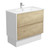 Joli Ceramic Moulded Basin-Top + Amato Scandi Oak Cabinet On Kick with Satin White Solid Side Panels 2 Drawer 900mm 1 Tap Hole [191595]