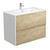 Joli Ceramic Moulded Basin-Top + Amato Scandi Oak Cabinet Wall-Hung with Matte White Panels 2 Drawer 900mm 1 Tap Hole [191598]
