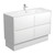 Joli Ceramic Moulded Basin-Top + Amato Satin White Cabinet On Kick Board with Solid Panels 4 Drawer 1200mm 1 Tap Hole [191600]