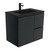 Montana 750 Solid Surface Moulded Basin-Top + Fingerpull Satin Black Cabinet Wall-Hung 1 Door 2 Left Drawer 3 Tap Holes [196455]