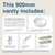 Mosman Vanity with Basin 900mm 2 Drawer, Florentine Walnut & Bright White [304050]