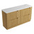 Lovina Floor Standing Single Harvest Oak Fluted Cabinet 1500*460*425mm with Palis White Flat Stone Top [305432]