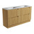 Lovina Floor Standing Double Harvest Oak Fluted Cabinet 1500*460*425mm with Cato Undermount Stone Top [305457]