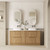 Lovina Floor Standing Double Harvest Oak Fluted Cabinet 1800*460*425mm with Palis Flat Stone Top [305552]