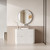 Curva Floor Standing Matt White Fluted Curved Cabinet 1200*460*880mm with Snow Flat Stone Top [305547]