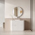 Curva Floor Standing Matt White Fluted Curved Cabinet 1200*460*880mm with Pure Flat Stone Top [305497]