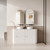 Curva Floor Standing Single Matt White Fluted Curved Cabinet 1500*460*880mm with Palis White Flat Stone Top [305548]