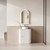 Curva Floor Standing Matt White Fluted Curved Cabinet 750*460*880mm with Pure Flat Stone Top [305543]