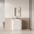 Curva Floor Standing Matt White Fluted Curved Cabinet 900*460*880mm with Pure Flat Stone Top [305386]