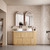Varcelli Floor Standing Single  Harvest Oak Fluted Curved Cabinet 1500*460*880mm with Pure Flat Stone Top [305441]
