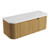 Varcelli Mono Wall-Hung Harvest Oak Fluted Curved Cabinet 1200*460*425mm  with Palis White Flat  Stone Top [305449]