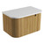 Varcelli Mono Wall-Hung Harvest Oak Fluted Curved Cabinet 750*460*425mm with Snow Flat Stone Top [305410]