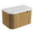 Varcelli Mono Wall-Hung Harvest Oak Fluted Curved Cabinet 750*460*425mm  with Palis White Flat  Stone Top [305456]