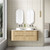 Varcelli Tier Wall-Hung Harvest Oak Fluted Curved Cabinet 1500*460*425mm  with Palis White Flat  Stone Top [305482]