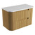 Varcelli Tier Wall-Hung Harvest Oak Fluted Curved Cabinet 900*460*425mm with Snow Flat Stone Top [305522]