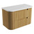 Varcelli Tier Wall-Hung Harvest Oak Fluted Curved Cabinet 900*460*425mm  with Palis White Flat  Stone Top [305487]