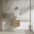 Lovina Tier Wall-Hung Harvest Oak Fluted Cabinet 600*460*425mm with Palis White Flat Stone Top [305505]